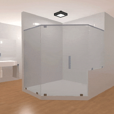 Multi-Angle Frameless Glass Shower Layout 16 - Glass Shower Direct