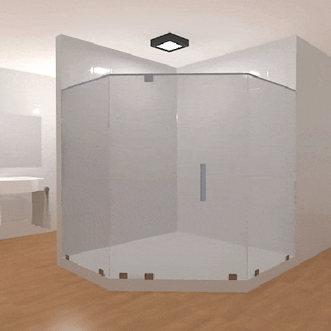 Multi-Angle Frameless Glass Shower Layout 8 - Glass Shower Direct
