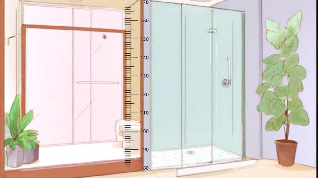 frameless glass shower door size